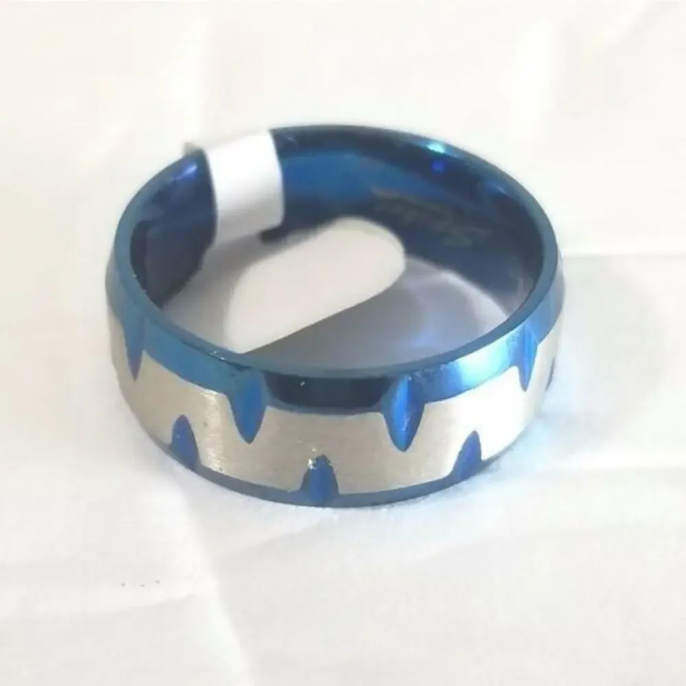 316L stainless steel blue band  tarnish resistant men’s women’s ring size 10